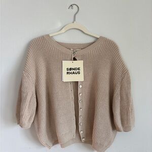 Sonderhaus Women's Beige Cardigan Sweater